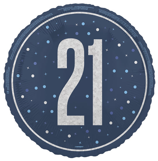 18" FOIL - AGE 21 - BLUE GLITZ