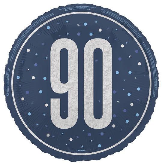 18" FOIL - AGE 90 - BLUE GLITZ