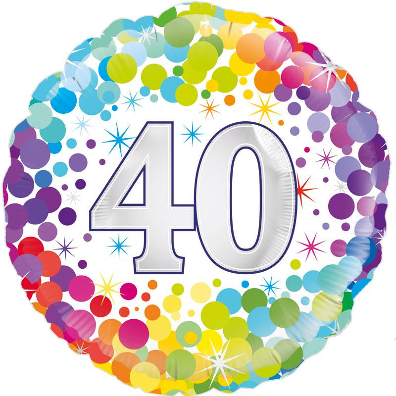 18" FOIL - AGE 40 - COLOURFUL CONFETTI