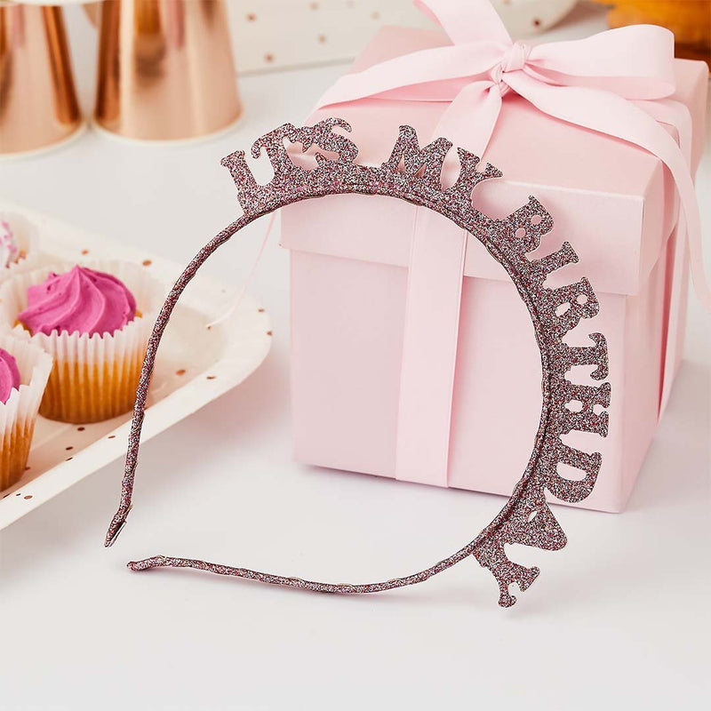 HEADBAND - IT'S MY BIRTHDAY - ROSE GOLD GLITTER