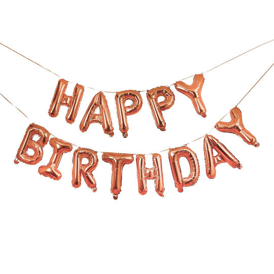 BALLOON BUNTING - HAPPY BIRTHDAY - ROSE GOLD