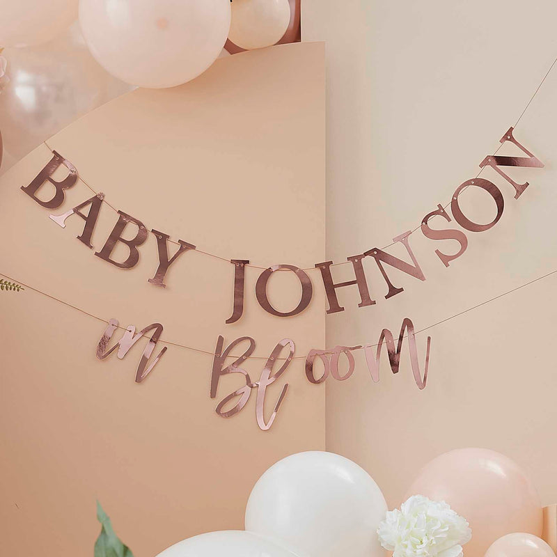 CUSTOMISABLE BUNTING - BABY IN BLOOM - ROSE GOLD