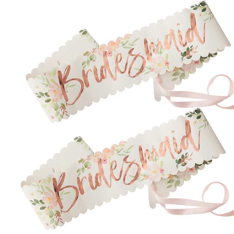 PACK OF 2 SASHES - BRIDESMAID - FLORAL