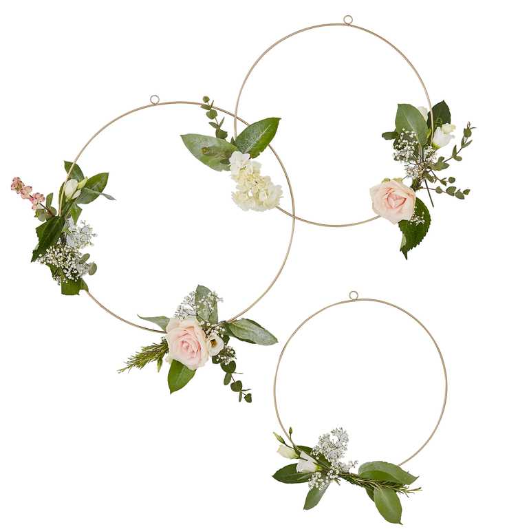 GOLD FLORAL HOOPS - PACK OF 3