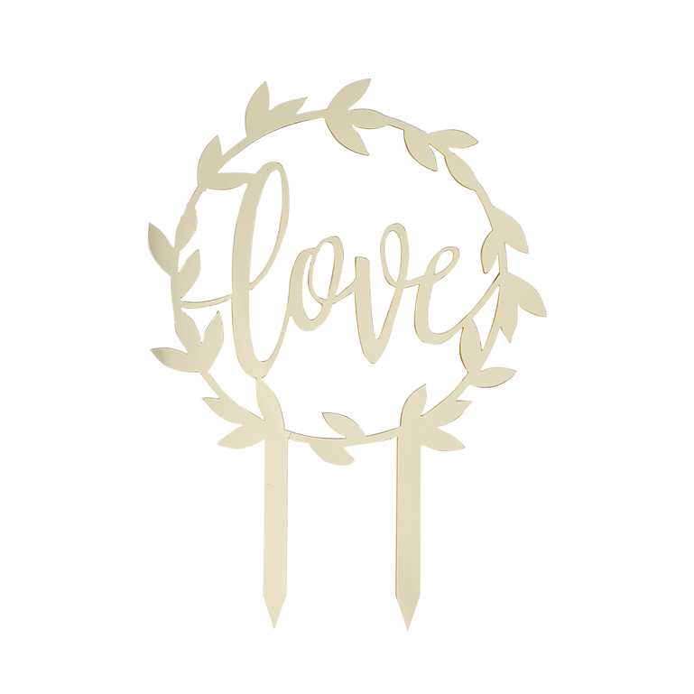 CAKE TOPPER - LOVE - GOLD ACRYLIC