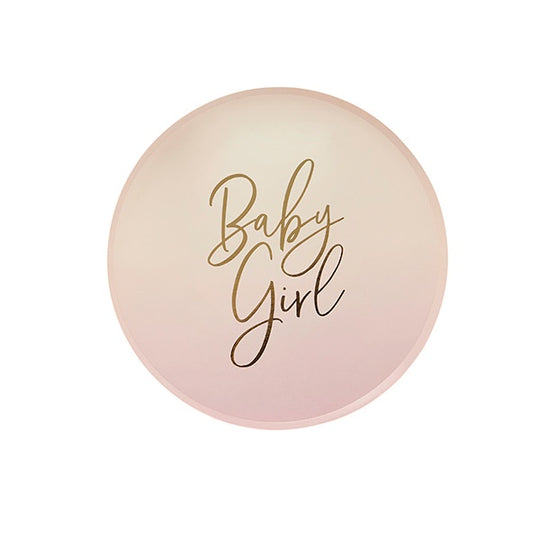 PAPER PLATES - 'BABY GIRL' - PACK OF 8