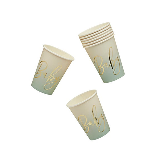 PAPER CUPS - 'BABY' SAGE - PACK OF 8