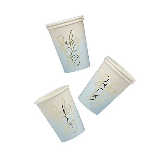PAPER CUPS - 'BABY BOY' - PACK OF 8