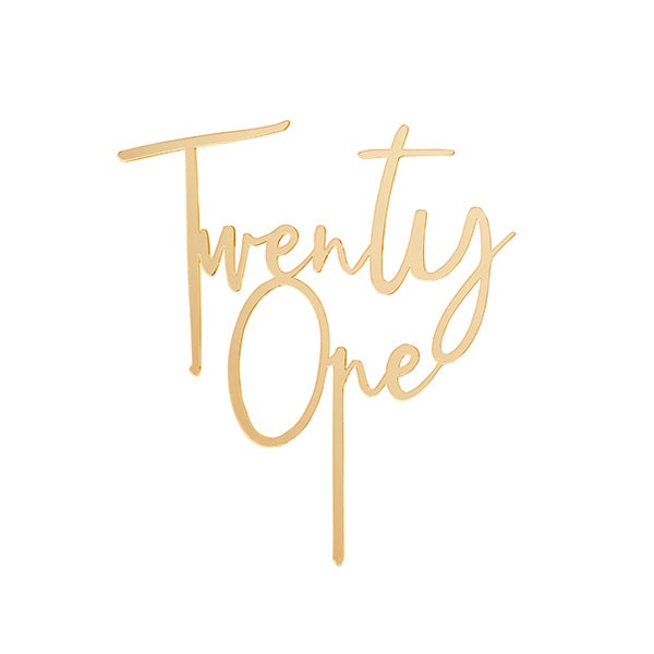CAKE TOPPER - TWENTY ONE - GOLD ACRYLIC – Partica
