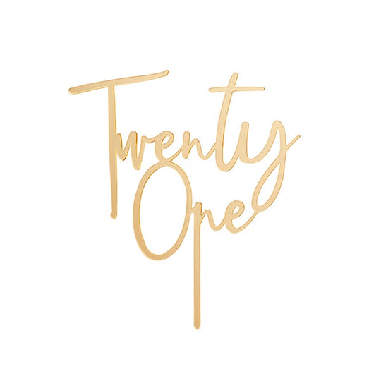 CAKE TOPPER - TWENTY ONE - GOLD ACRYLIC