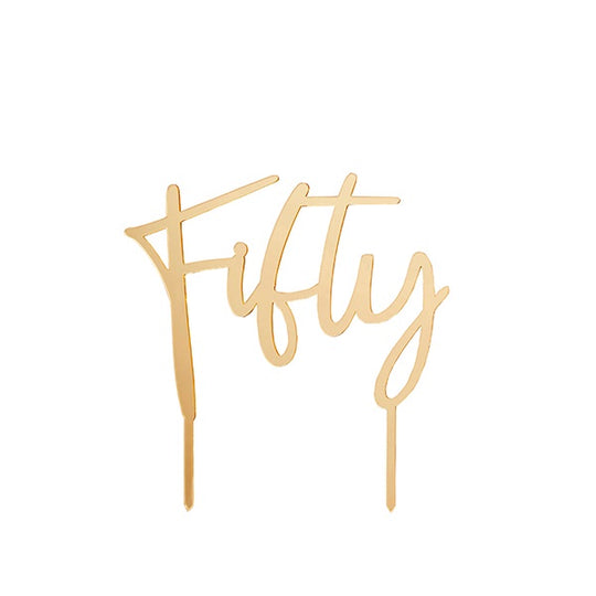 CAKE TOPPER - FIFTY - GOLD ACRYLIC