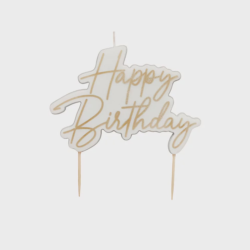 CANDLE - HAPPY BIRTHDAY -  GOLD