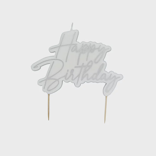 CANDLE - HAPPY BIRTHDAY - SILVER