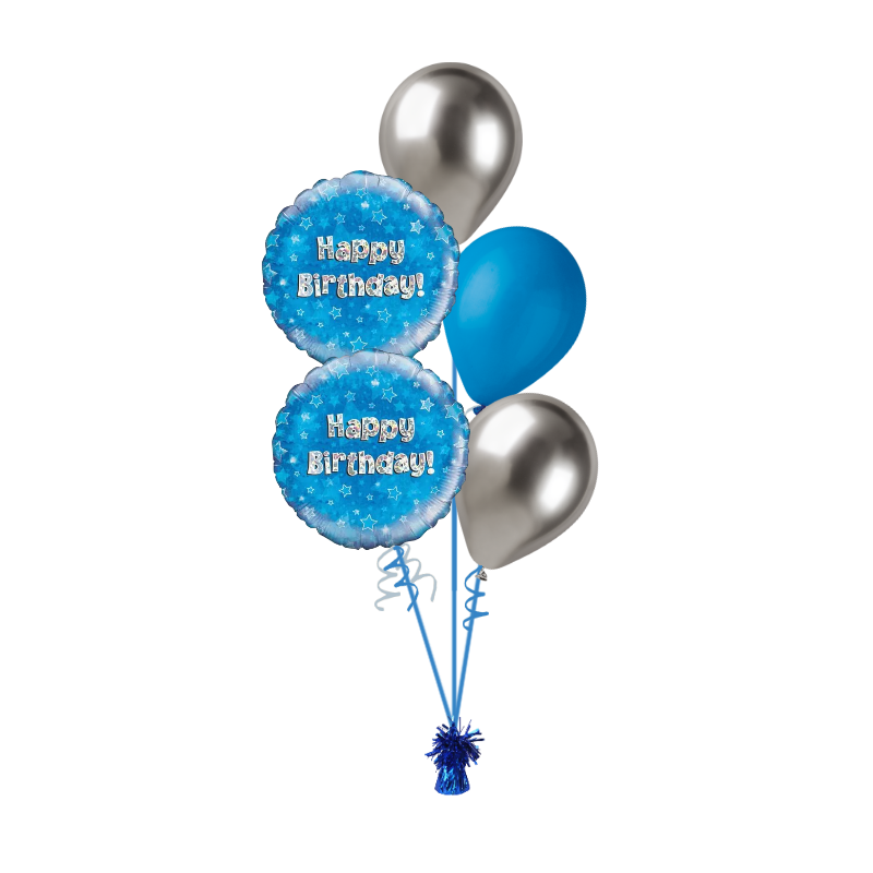 BOUQUET - HAPPY BIRTHDAY - BLUE HOLOGRAPHIC