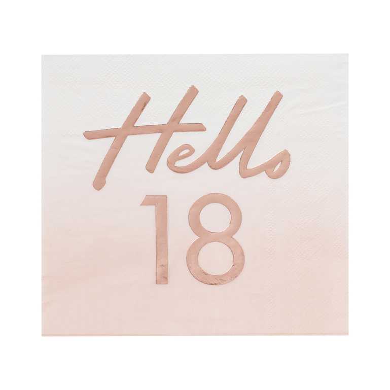 NAPKINS - HELLO 18 ROSE GOLD - PACK OF 16