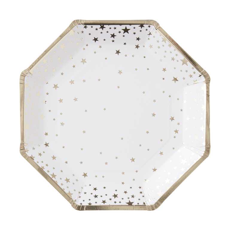PAPER PLATES - GOLD STARS - PACK OF 8
