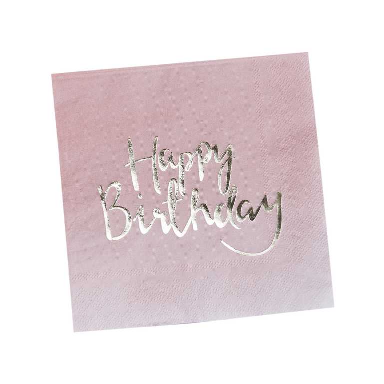 NAPKINS - HAPPY BIRTHDAY PINK OMBRE - PACK OF 20