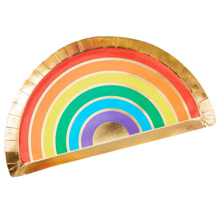 PAPER PLATES - RAINBOW SHAPED - PACK OF 8