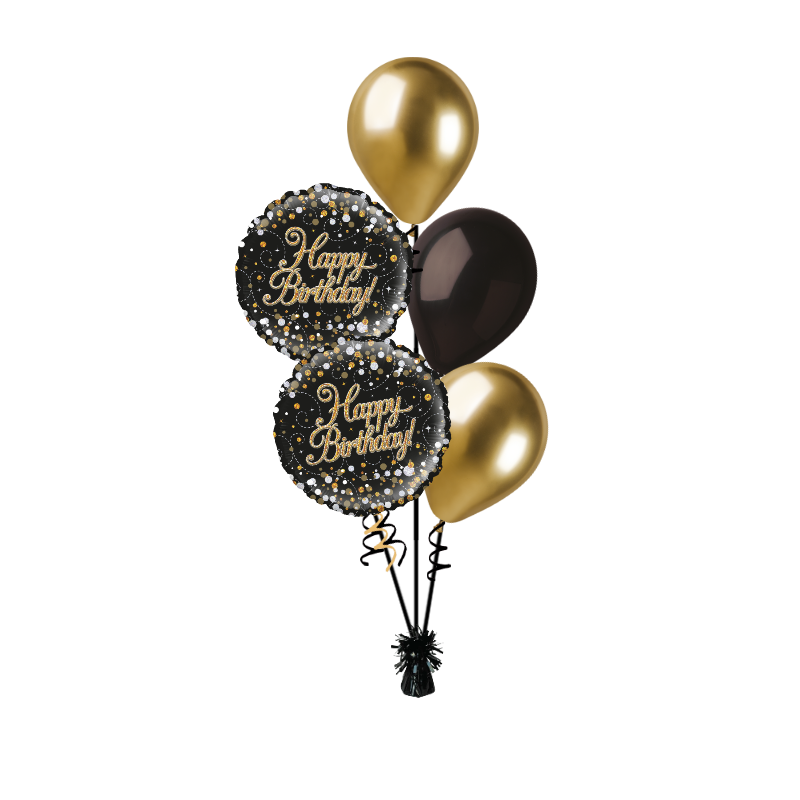 BOUQUET - SPARKING FIZZ BIRTHDAY - BLACK & GOLD