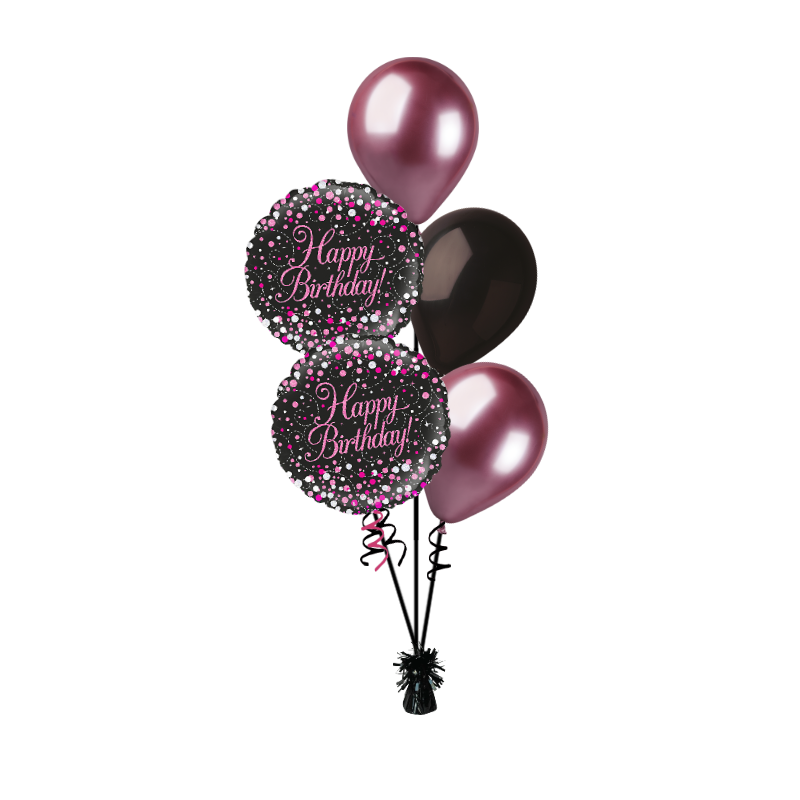 BOUQUET - SPARKING FIZZ BIRTHDAY - BLACK & PINK