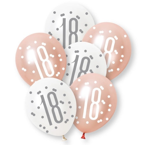 PACK OF 6 LATEX - 18th - ROSE GOLD GLITZ