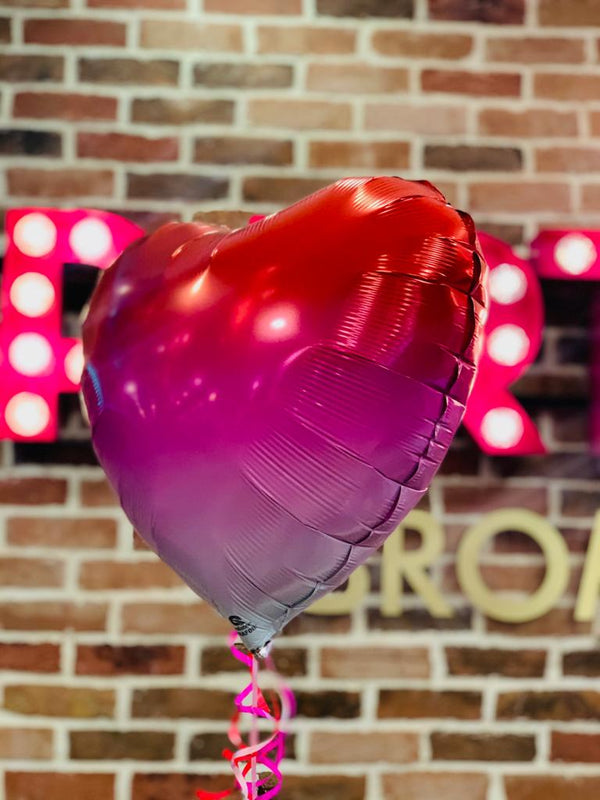 18" FOIL - HEART - PINK OMBRE