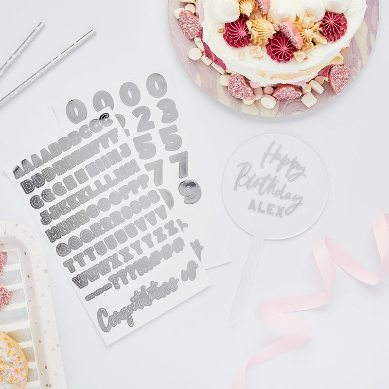 CAKE TOPPER - CUSTOMISABLE - SILVER