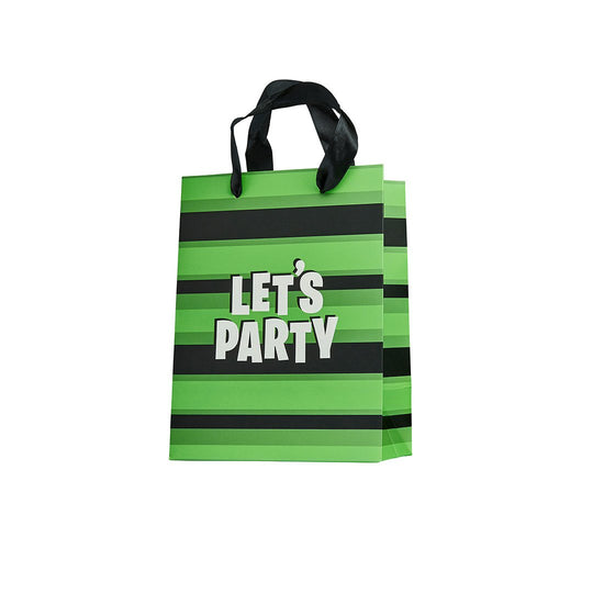 PARTY BAGS - STRIPED 'LET'S PARTY' - PACK OF 5