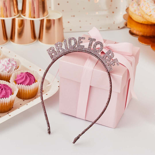 HEADBAND - BRIDE TO BE - ROSE GOLD GLITTER