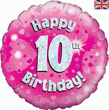 18" FOIL - HAPPY 10th BIRTHDAY - PINK