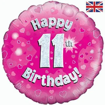 18" FOIL - HAPPY 11th BIRTHDAY! - PINK