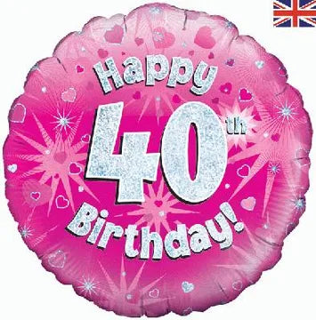 18" FOIL - HAPPY 40TH BIRTHDAY! - PINK