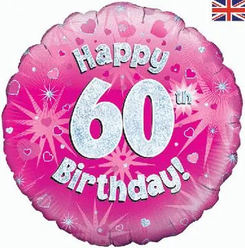 18" FOIL - HAPPY 60TH BIRTHDAY! - PINK