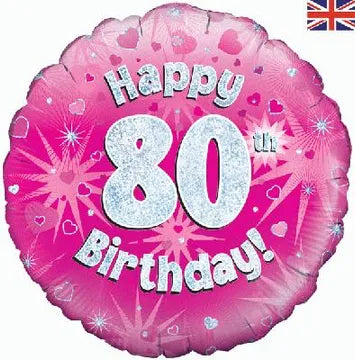 18" FOIL - HAPPY 80TH BIRTHDAY! - PINK