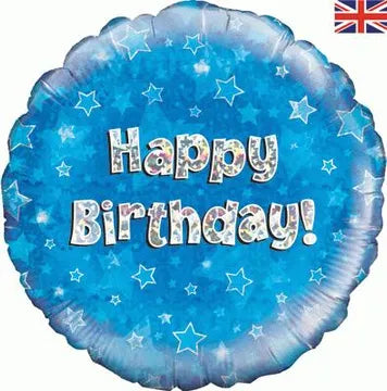 18" FOIL - HAPPY BIRTHDAY - BLUE HOLOGRAPHIC