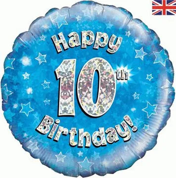 18" FOIL - HAPPY 10th BIRTHDAY - BLUE