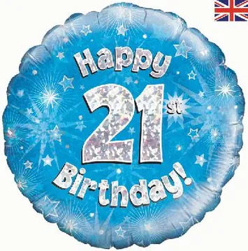 18" FOIL - HAPPY 21st BIRTHDAY! - BLUE