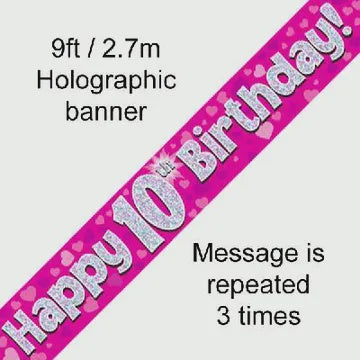 BANNER - HAPPY 10th BIRTHDAY - PINK