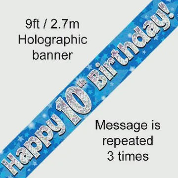 BANNER - HAPPY 10th BIRTHDAY - BLUE