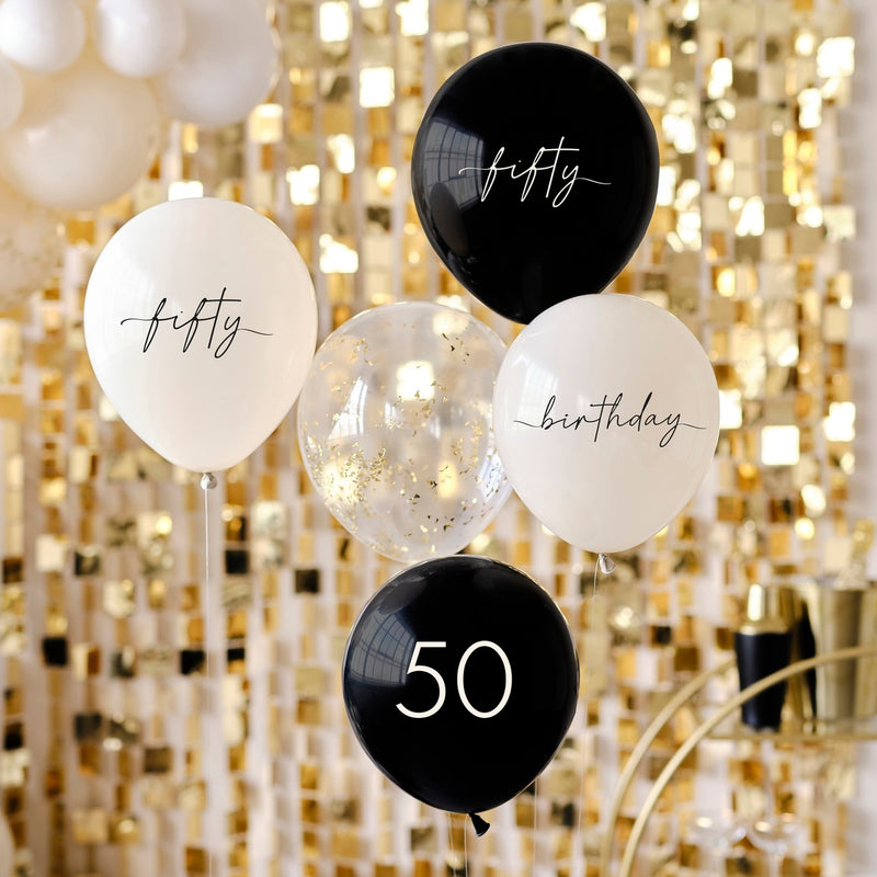 12" LATEX - 50th BIRTHDAY - CHAMPAGNE NOIR