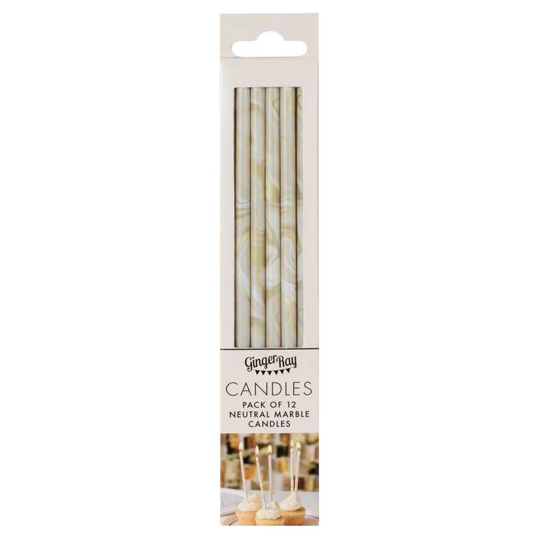 CANDLES - NEUTRAL MARBLE - 12 PACK