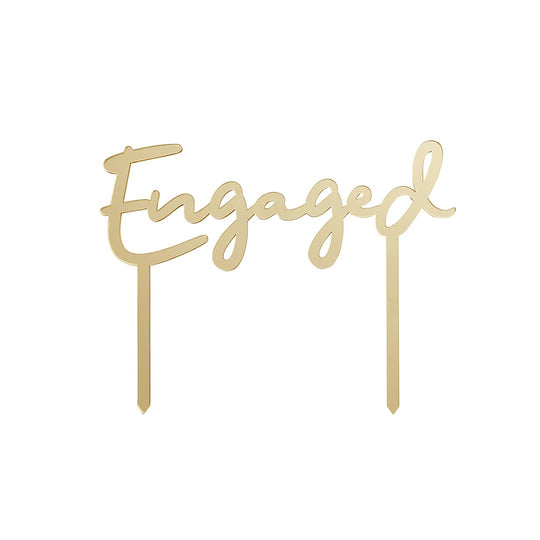 CAKE TOPPER - ENGAGED - GOLD