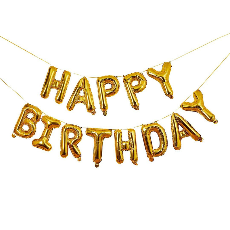 BALLOON BUNTING - HAPPY BIRTHDAY - GOLD