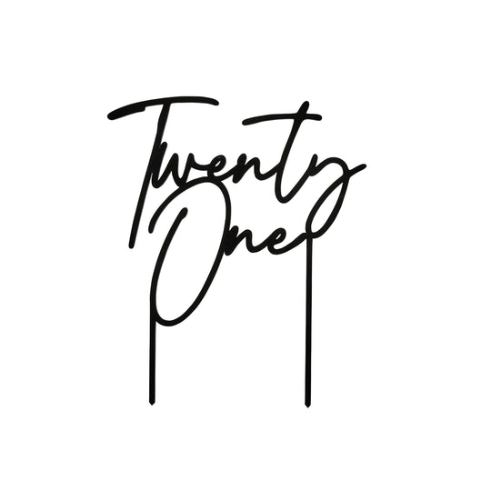CAKE TOPPER - TWENTY ONE - BLACK ACRYLIC