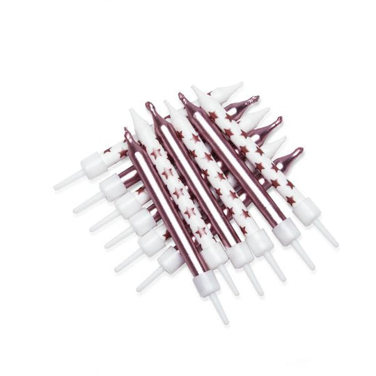 CANDLE - METALLIC STAR MIX ROSE GOLD - PACK OF 12