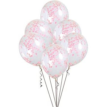 PACK OF 6 LATEX - CONFETTI FILLED - LIGHT PINK