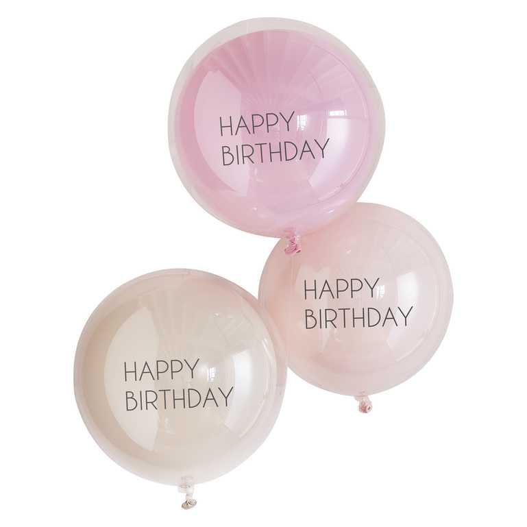 BALLOON BUNDLE -  HAPPY BIRTHDAY - PINK DOUBLE LAYERED