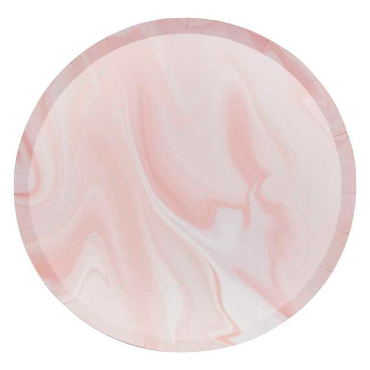 PAPER PLATES - PINK MARBLE - PACK OF 8