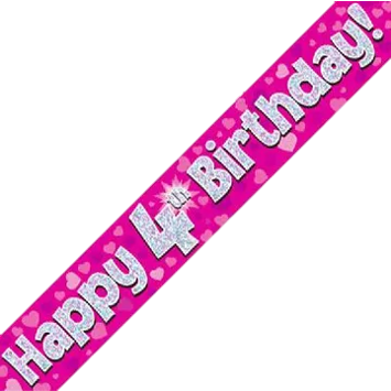 BANNER - HAPPY 4th BIRTHDAY - PINK
