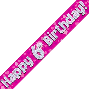 BANNER - HAPPY 6th BIRTHDAY - PINK